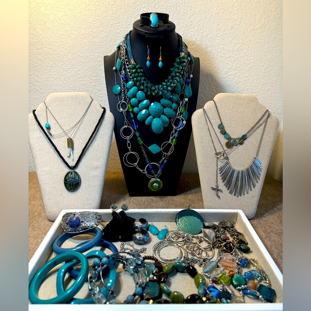 Teal Blue Green Jewelry Lot